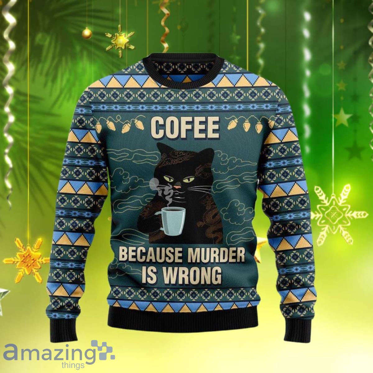 Coffee Cat Ugly Christmas Sweater Impressive Gift For Men And Women image Coffee Cat Ugly Christmas Sweater Impressive Gift For Men And Women Product Photo 1