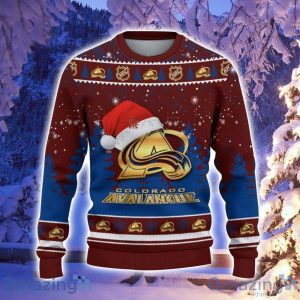 Colorado Avalanche Santa Hat Pattern Ugly Christmas Sweater For Men And Women image Colorado Avalanche Santa Hat Pattern Ugly Christmas Sweater For Men And Women Product Photo 2
