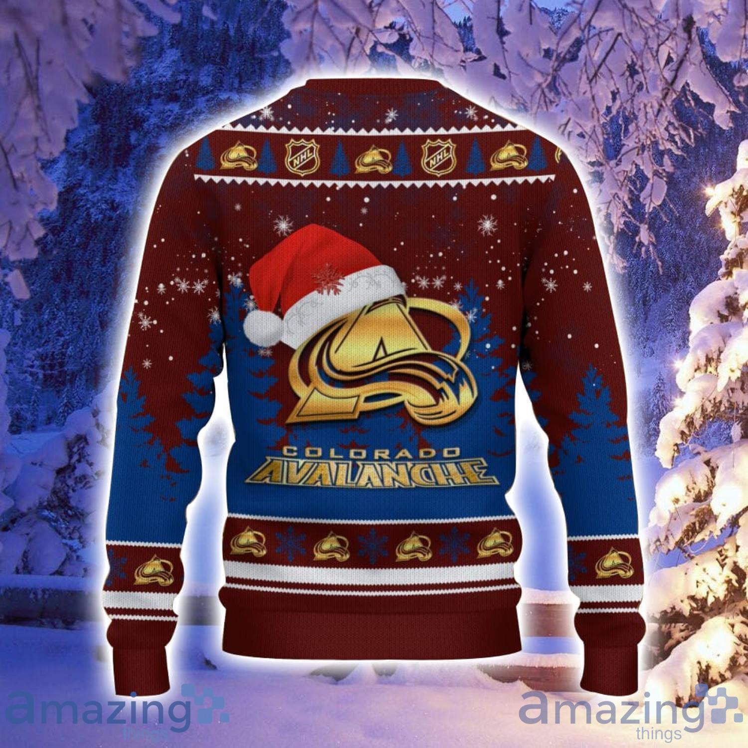 Colorado Avalanche Santa Hat Pattern Ugly Christmas Sweater For Men And Women image Colorado Avalanche Santa Hat Pattern Ugly Christmas Sweater For Men And Women Product Photo 3