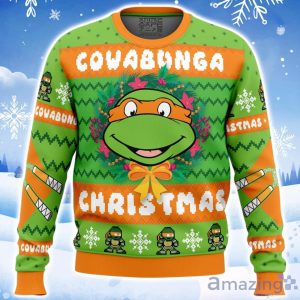 Cowabunga Michaelangelo Christmas Teenage Mutant Ninja Turtles Ugly Christmas Sweater Product Photo 1