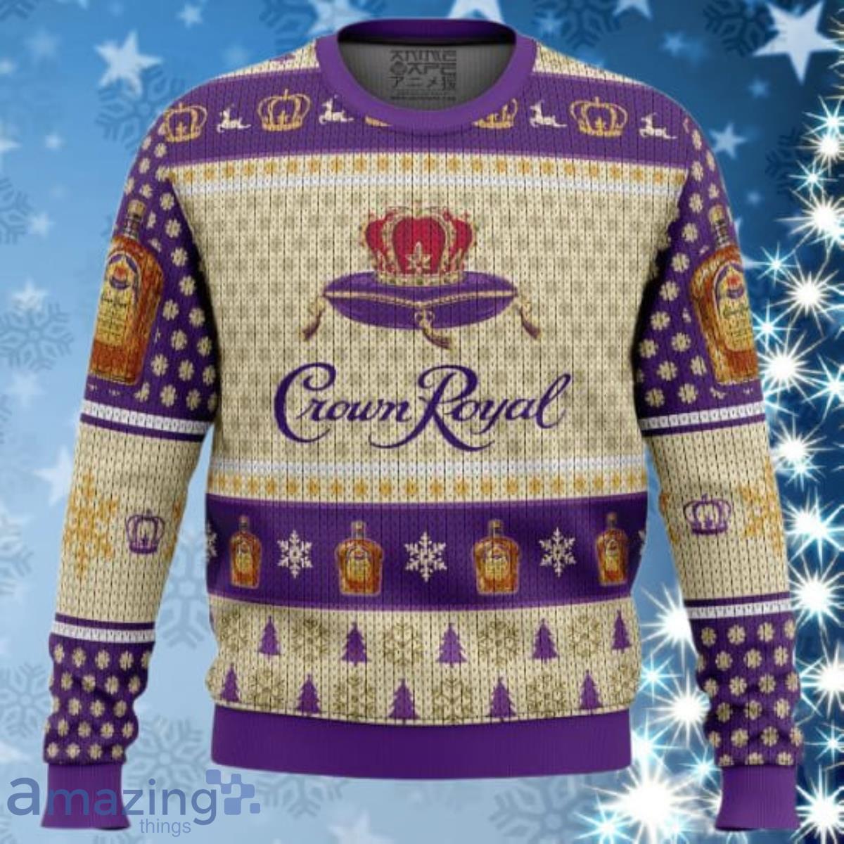 Crown Royal Whiskey Brand Purple Ugly Sweater Impressive Gift image Crown Royal Whiskey Brand Purple Ugly Sweater Impressive Gift Product Photo 1