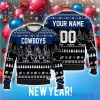 Custom Name And Number Cowboys Walking Ugly Christmas Sweater Christmas Gift For Fans