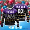Custom Name And Number Vikings Walking Ugly Christmas Sweater Christmas Gift For Fans