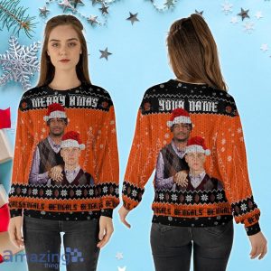 Custom Name Joe Burrow Ja'Marr Chase Cincinnati Football Christmas Sweater Product Photo 2