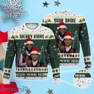 Custom Name Jordan Love Aaron Jones Green Bay Football Christmas Sweater Product Photo 1