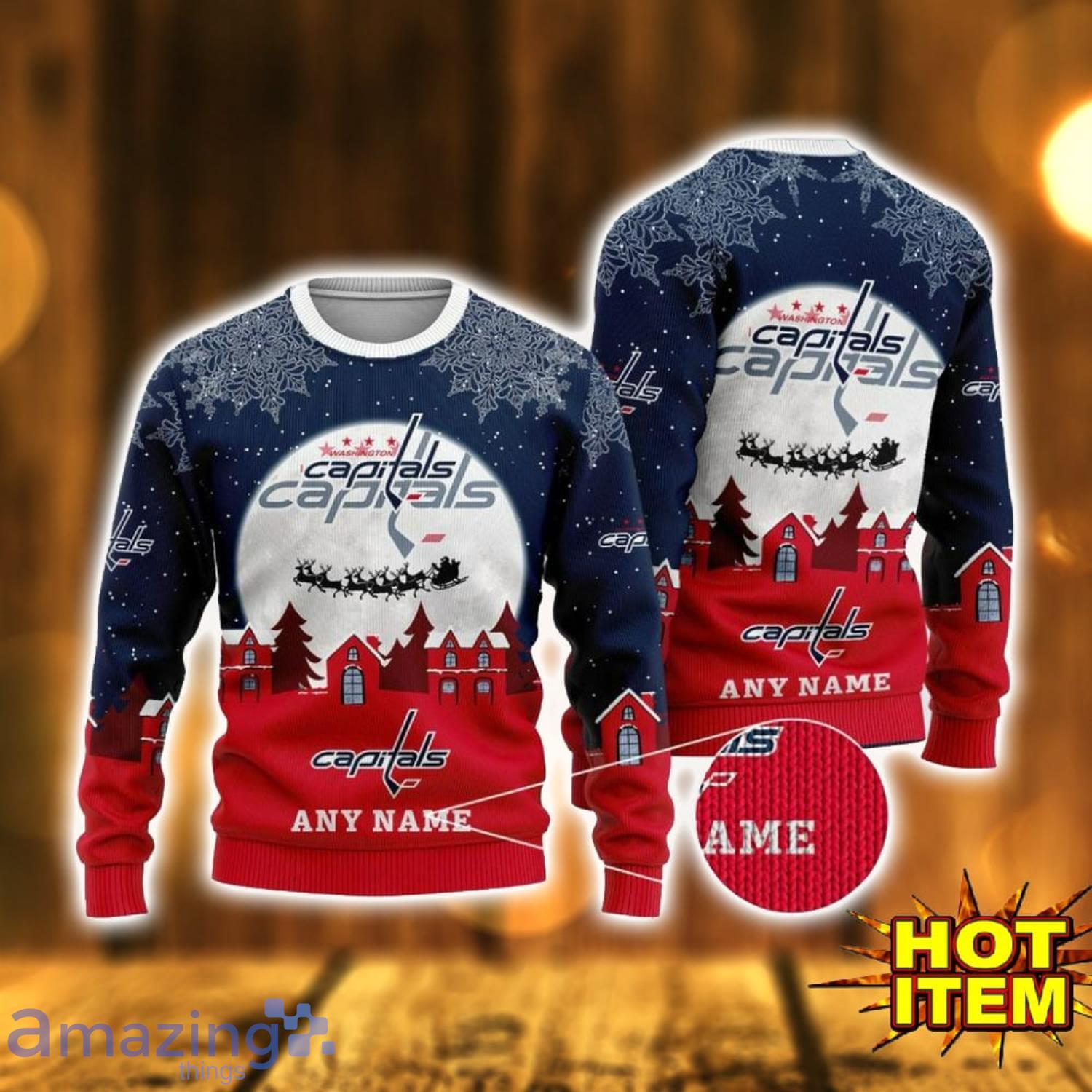 Custom Name NHL Washington Capitals 3D Sweater Christmas Holiday Gift image Custom Name NHL Washington Capitals 3D Sweater Christmas Holiday Gift Product Photo 1