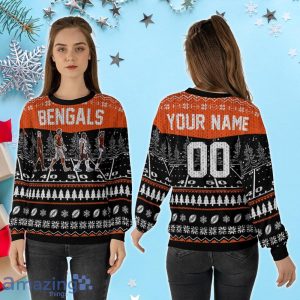 Custom Number & Name Cincinnati Bengals Walking Abbey Road Christmas Sweater Taylor, Joe Burrow, Ja'Marr Chase, Higgins Product Photo 2