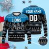 Custom Number & Name Detroit Lions Walking Abbey Road Christmas Sweater Dan Campbell, Jared Goff, Gibbs, Montgomery