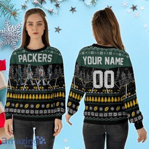 Custom Number & Name Green Bay Packers Walking Abbey Road Christmas Sweater LaFleur, Clifford, Aaron Jones, Watson Product Photo 2