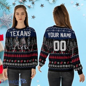 Custom Number & Name Houston Texans Walking Abbey Road Christmas Sweater DeMeco Ryans, Stroud, Tank Dell, Anderson Jr Product Photo 2