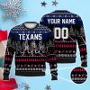 Custom Number & Name Houston Texans Walking Abbey Road Christmas Sweater DeMeco Ryans, Stroud, Tank Dell, Anderson Jr
