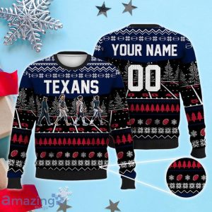 Custom Number & Name Houston Texans Walking Abbey Road Christmas Sweater DeMeco Ryans, Stroud, Tank Dell, Anderson Jr Product Photo 1