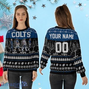 Custom Number & Name Indianapolis Colts Walking Abbey Road Christmas Sweater Steichen, Richardson, Pittman Jr, Josh Downs Product Photo 2