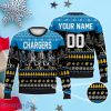 Custom Number & Name Los Angeles Chargers Walking Abbey Road Christmas Sweater Staley, Justin Herbert, Ekeler, Johnston