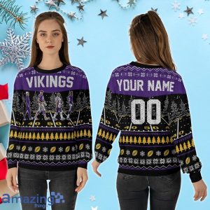 Custom Number & Name Minnesota Vikings Walking Abbey Road Christmas Sweater Kevin O'Connell, Cousins, Jefferson, Addison Product Photo 2