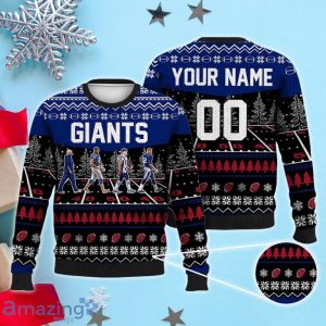 Custom Number & Name New York Giants Walking Abbey Road Christmas Sweater Brian Daboll, Daniel Jones, Barkley, Waller Product Photo 1