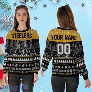 Custom Number & Name Pittsburgh Steelers Walking Abbey Road Christmas Sweater Tomlin, Pickett, T. J. Watt, George Pickens Product Photo 2