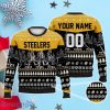 Custom Number & Name Pittsburgh Steelers Walking Abbey Road Christmas Sweater Tomlin, Pickett, T. J. Watt, George Pickens
