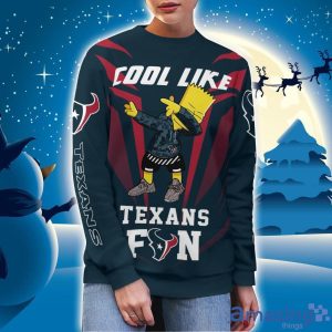 Cute Cool Like Houston Texans Fan Bart Simpson Dab Ugly Christmas Sweater Fans Sport Product Photo 2