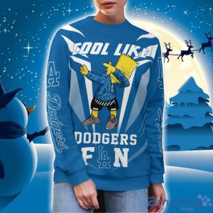 Cute Cool Like Los Angeles Dodgers Fan Bart Simpson Dab Ugly Christmas Sweater Product Photo 2