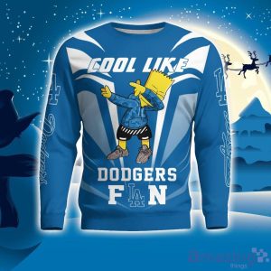 Cute Cool Like Los Angeles Dodgers Fan Bart Simpson Dab Ugly Christmas Sweater Product Photo 1