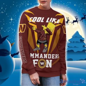 Cute Cool Like Washington Commanders Fan Bart Simpson Dab Ugly Christmas Sweater Product Photo 2