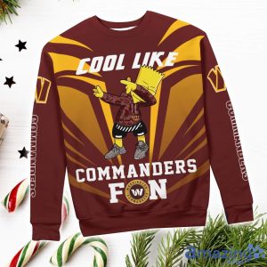 Cute Cool Like Washington Commanders Fan Bart Simpson Dab Ugly Christmas Sweater Product Photo 3