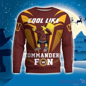Cute Cool Like Washington Commanders Fan Bart Simpson Dab Ugly Christmas Sweater Product Photo 1