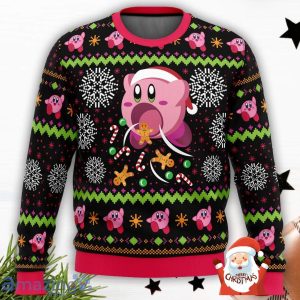 Cute Pink Hungry Kirby’s Dream Land 3D Ugly Christmas Sweater Christmas Gift For Men And Women Product Photo 1