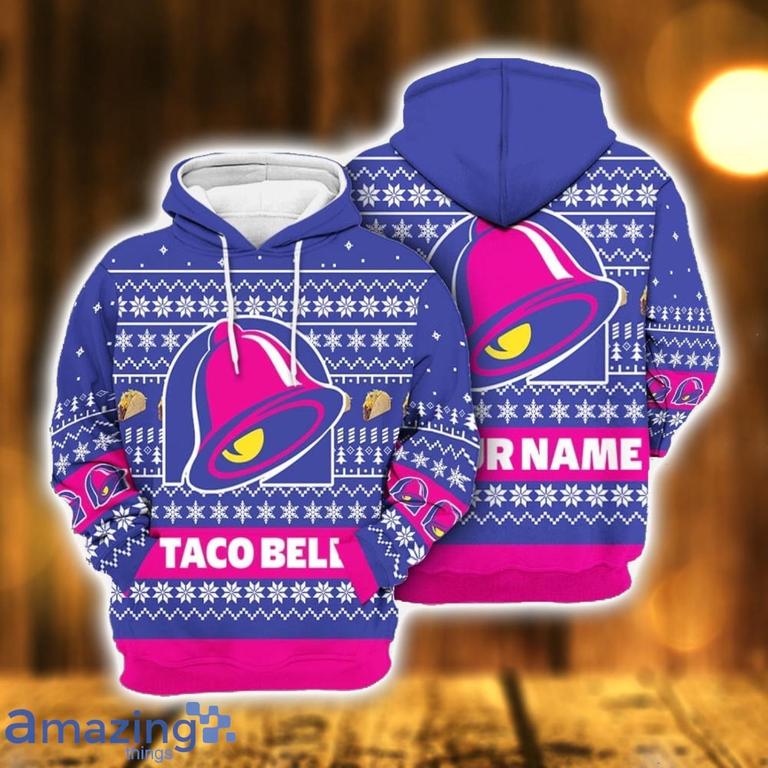 Custom Name Taco Bell Ugly Christmas 3D Hoodie Christmas Gift For Men And Women image Custom Name Taco Bell Ugly Christmas 3D Hoodie Christmas Gift For Men And Women Product Photo 1