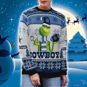 Dallas Cowboys Grinch Snowflake Pattern Ugly Sweater Christmas Product Photo 3