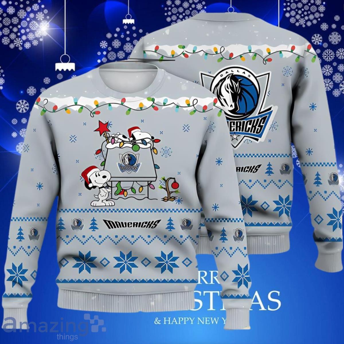 Dallas Mavericks Snoopy Christmas Light Woodstock Snoopy Ugly Christmas Sweater Unique Gift image Dallas Mavericks Snoopy Christmas Light Woodstock Snoopy Ugly Christmas Sweater Unique Gift Product Photo 1