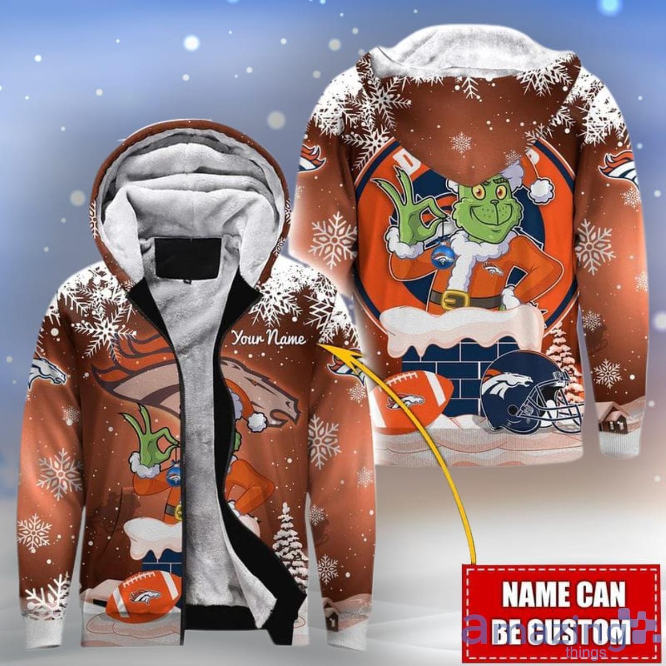 Denver Broncos Christmas 3D All Over Print Hoodie Custom Name Hot Design For Fans Product Photo 1