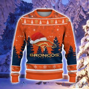 Denver Broncos Santa Hat Pattern Ugly Christmas Sweater For Men And Women image Denver Broncos Santa Hat Pattern Ugly Christmas Sweater For Men And Women Product Photo 2
