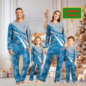 Detroit Lions Custom Name Christmas Pajamas For Fans Product Photo 1