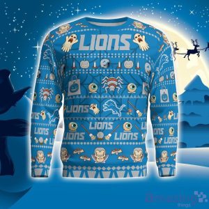 Detroit Lions Pumpkin Halloween Spooky Ghost Pattern Funny 3D Sweater Men And Women Gift Product Photo 2