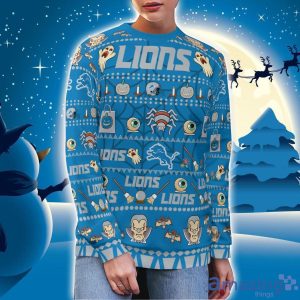 Detroit Lions Pumpkin Halloween Spooky Ghost Pattern Funny 3D Sweater Men And Women Gift Product Photo 3