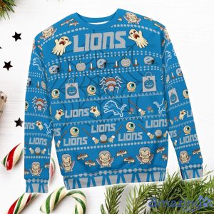 Detroit Lions Pumpkin Halloween Spooky Ghost Pattern Funny 3D Sweater Men And Women Gift Product Photo 4
