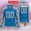 Detroit Lions Ugly Sweater Custom Name And Number Hot Design For Christmas Gift