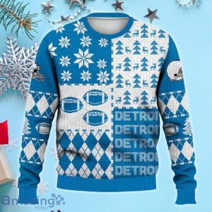 Detroit Ugly Sweater Christmas, Retro Football American Sweatshirt Pattern 3D For Fans Product Photo 2