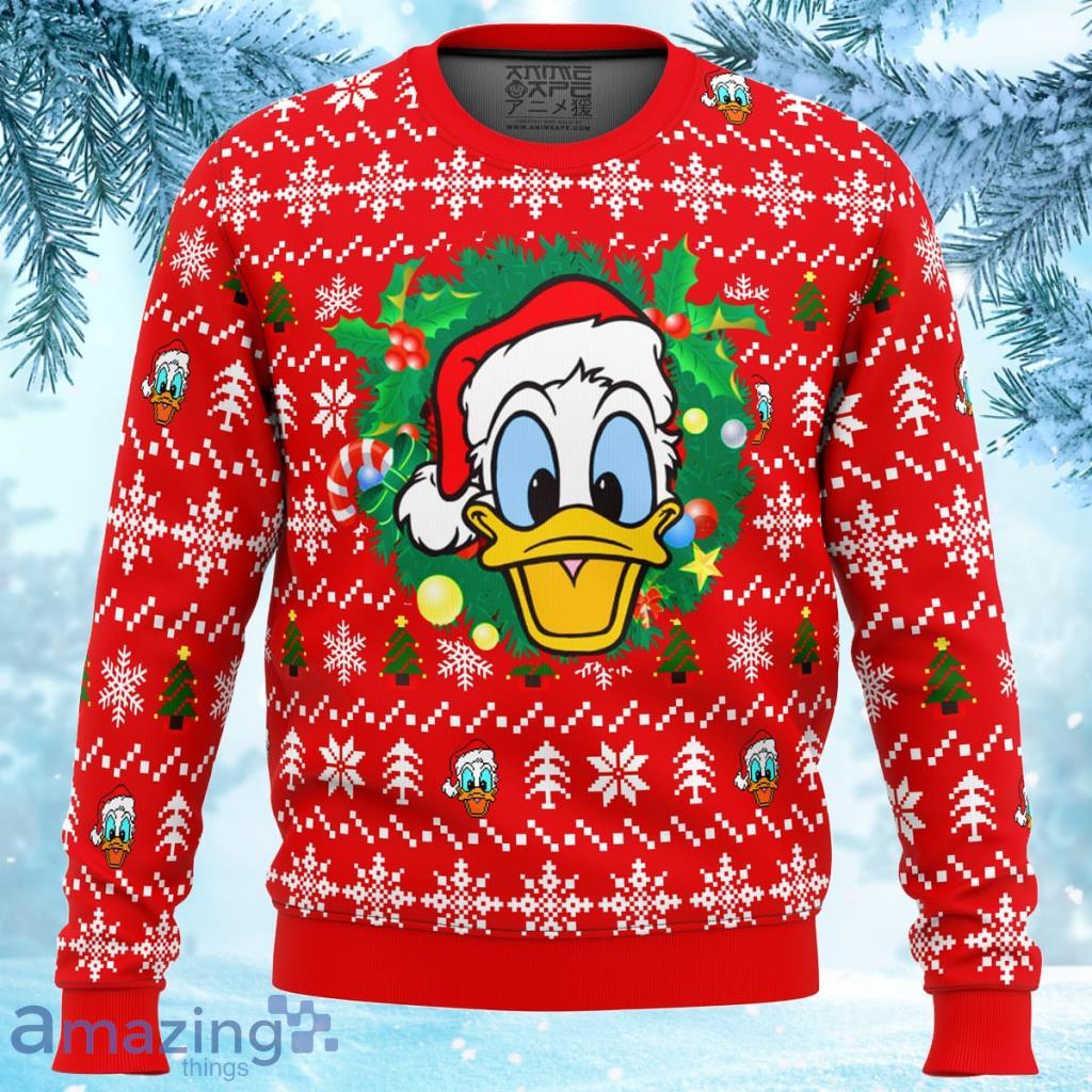 Donald Duck Christmas Head Ugly Christmas Sweater Gift For Men And Women image Donald Duck Christmas Head Ugly Christmas Sweater Gift For Men And Women Product Photo 1