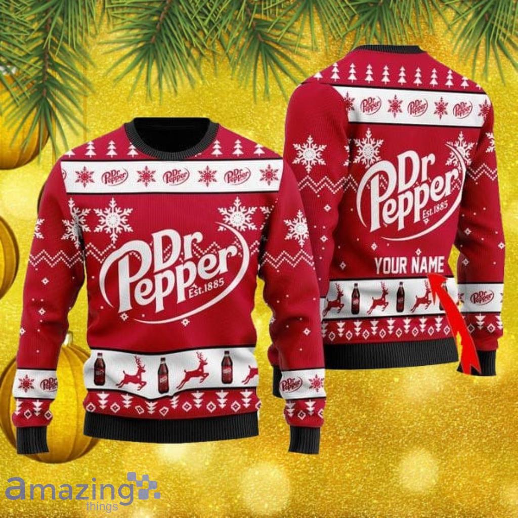 Dr Pepper Personalized Name Ugly Knitted Sweater Christmas Gift image Dr Pepper Personalized Name Ugly Knitted Sweater Christmas Gift Product Photo 1