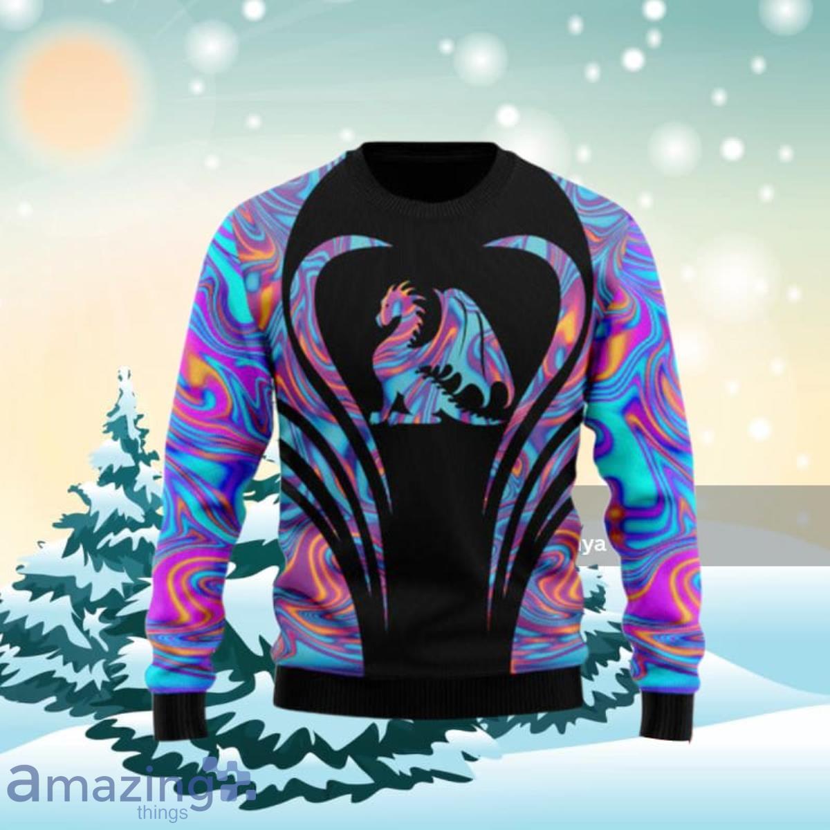 Dragon Color Ugly Christmas Sweaters Impressive Gift For Men And Women image Dragon Color Ugly Christmas Sweaters Impressive Gift For Men And Women Product Photo 1