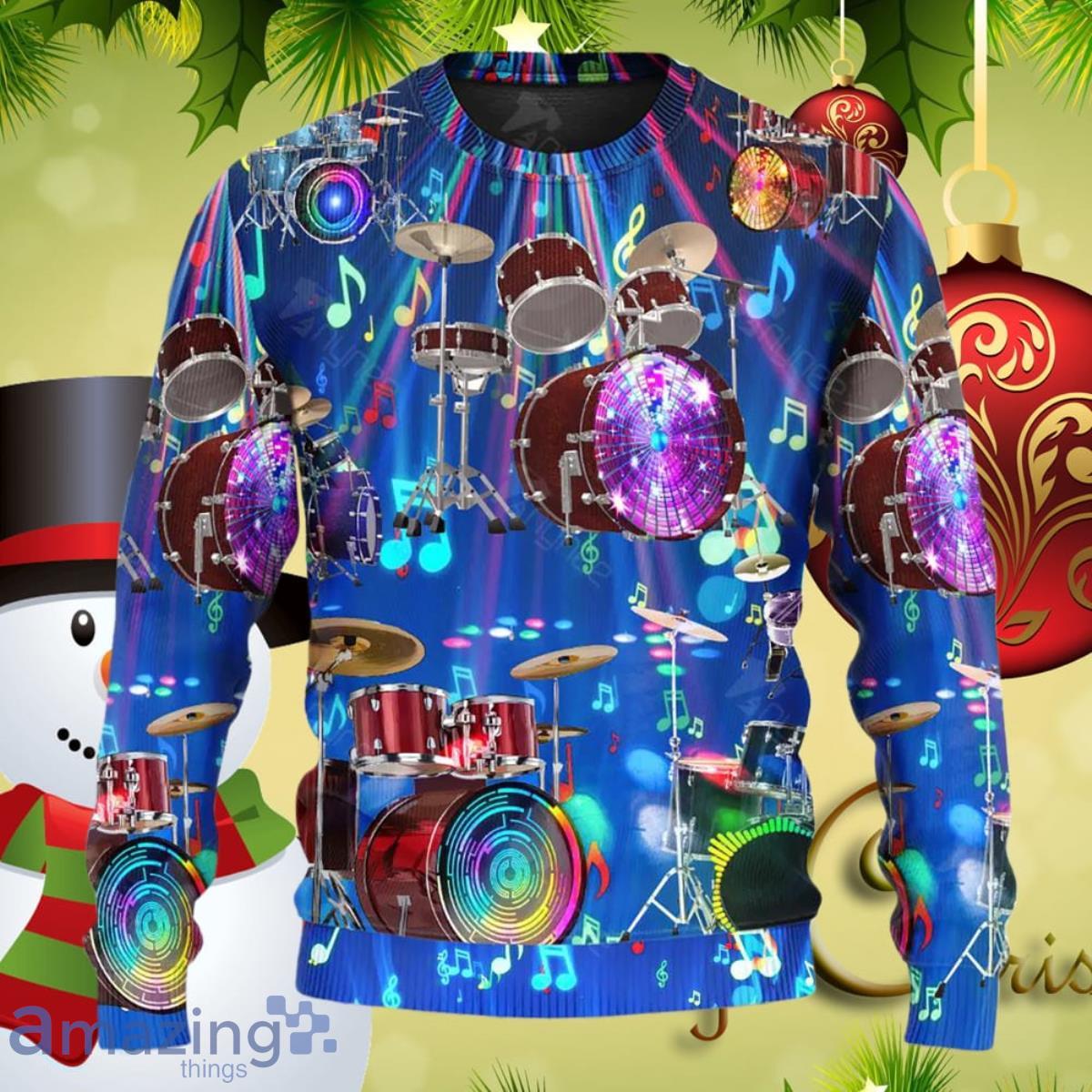 Drum Is My Life Light Neon Style Ugly Christmas Sweater Best Gifts For Men And Women Product Photo 1