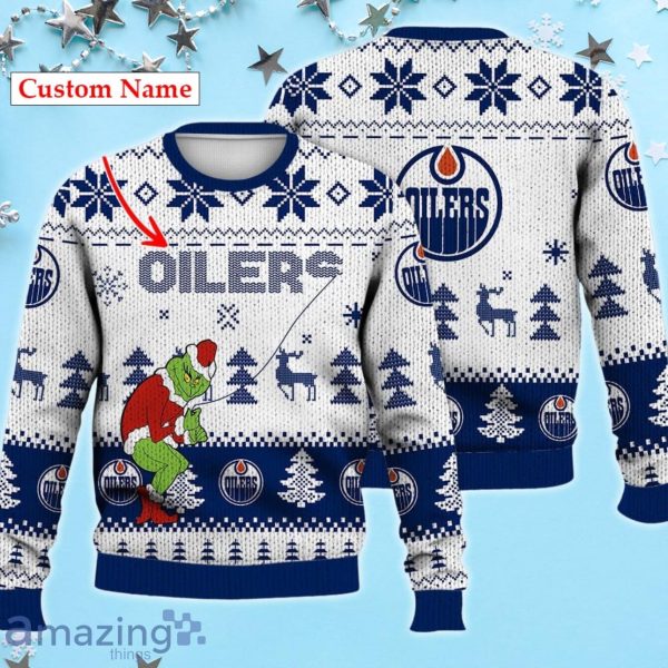 Edmonton Oilers Ugly Sweater Christmas Custom Name Ice Hockey NHL Product Photo 1