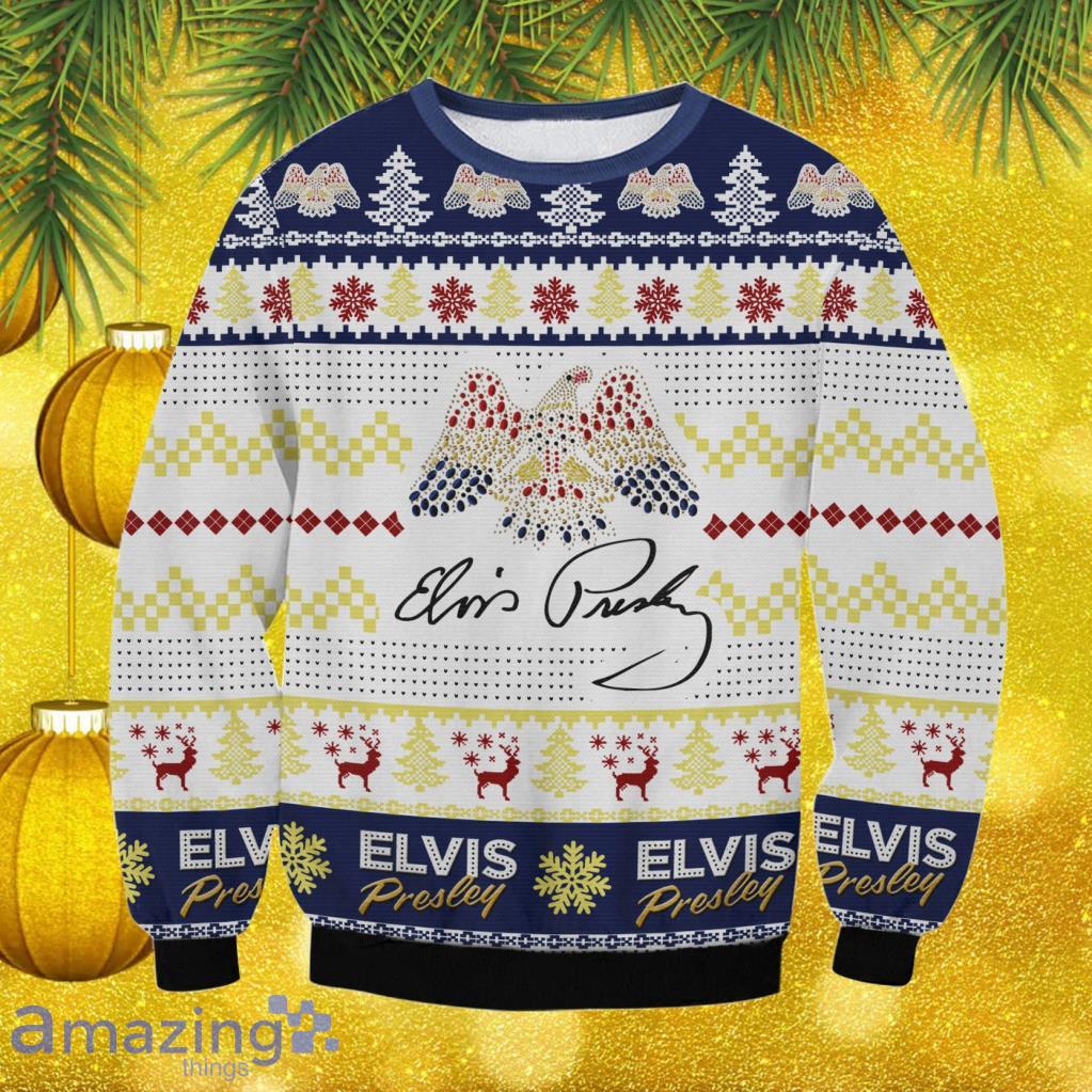 Elvis Presley Aloha Eagle Christmas Ugly Sweater Gift For Men And Women image Elvis Presley Aloha Eagle Christmas Ugly Sweater Gift For Men And Women Product Photo 1