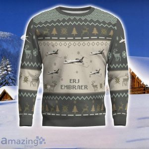 Embraer ERJ Aircraft Ugly Christmas Sweater Aircraft Lover Gift Veteran Aircraft All Over Printed Sweater Product Photo 2