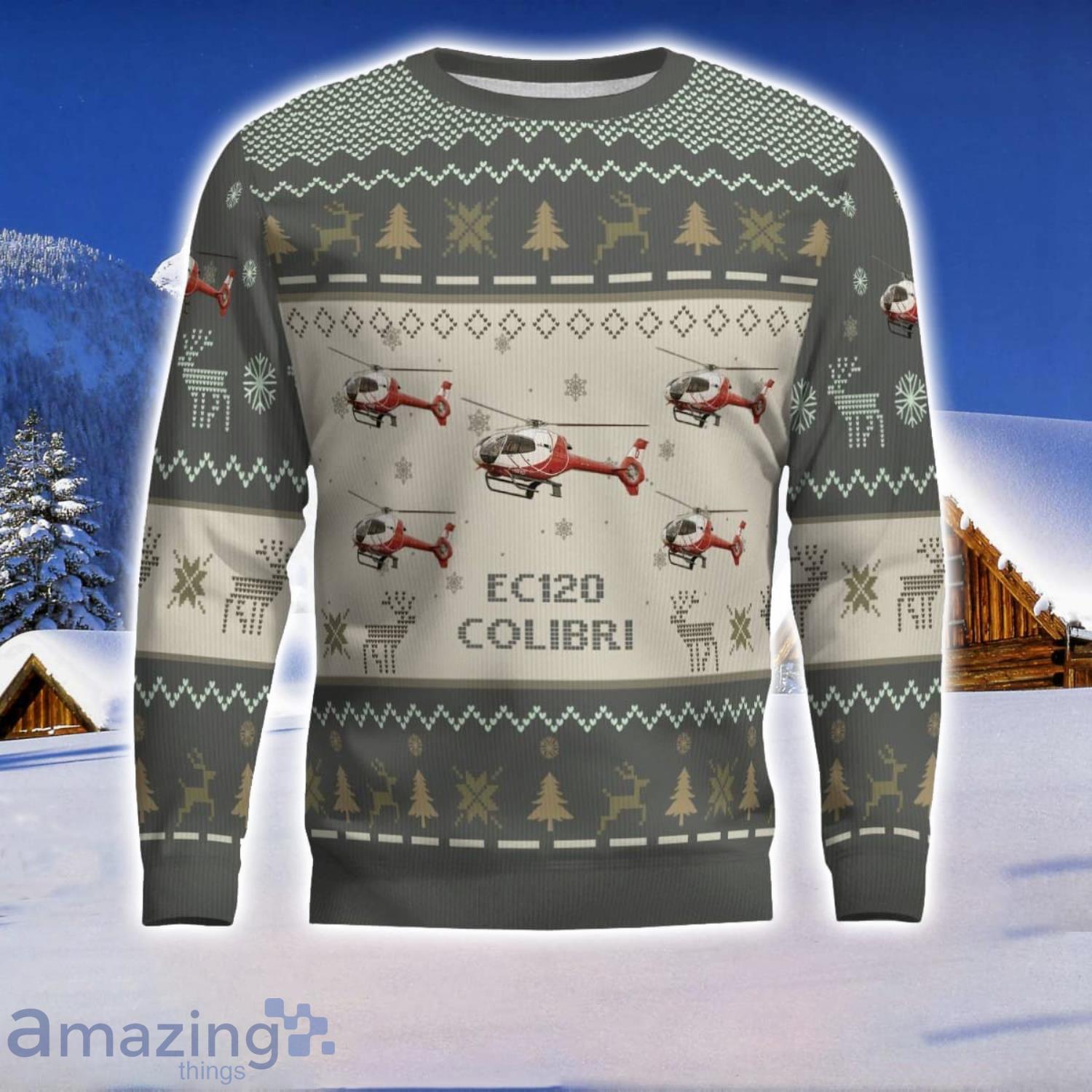 Eurocopter EC120 Colibri Aircraft Ugly Christmas Sweater Aircraft Lover Gift Veteran Aircraft All Over Printed Sweater image Eurocopter EC120 Colibri Aircraft Ugly Christmas Sweater Aircraft Lover Gift Veteran Aircraft All Over Printed Sweater Product Photo 2