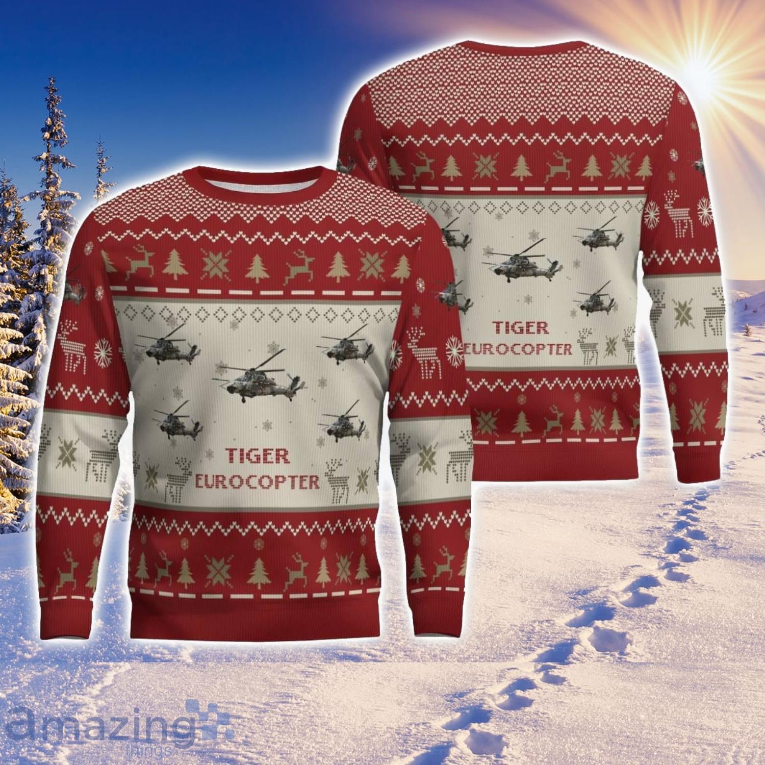 Eurocopter Tiger Aircraft Red Ugly Chrisrmas Sweater Aircraft Lover Veteran 3D Sweater Winter Gift image Eurocopter Tiger Aircraft Red Ugly Chrisrmas Sweater Aircraft Lover Veteran 3D Sweater Winter Gift Product Photo 1