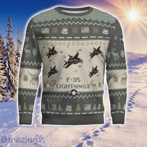 F-35 Lightning F35 Aircraft Ugly Christmas Sweater Aircraft Lover Gift Veteran Aircraft All Over Printed Sweater Product Photo 2